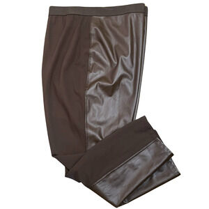Roaman's Sz 30/32 3X Pull-On Leggings Pants PU Front w/Stretch Knit Back Brown